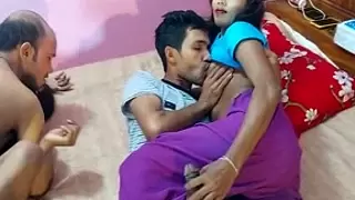 Young has sex with two men in the bedroom