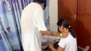 Step-sister fucking in ass on the table