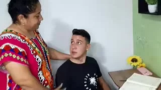 Naked stepsister sucks the cock