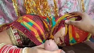 Newly married in saree at home