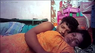 Romantic housewife deep kissing