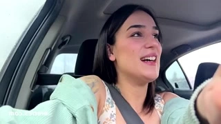 Fetish lover masturbating in the car
