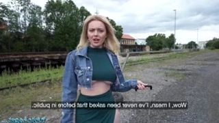 Blonde giving blowjob in POV