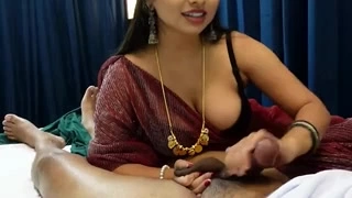 Sexy in saree does hand job