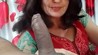 Funny milf jerking the dick