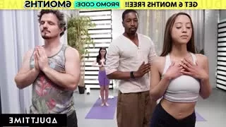 Grown-up fucking in ass on yoga