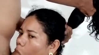 Wild aunt giving blowjob