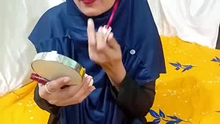 Muslim with lips kissing