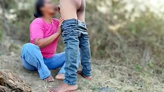 With pink pussy fucking with bf in the forest