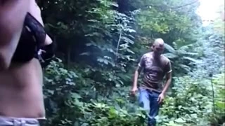 French gets bukkake outdoor