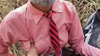Cute student in the forest