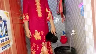 Wild girl-friend at the bathroom