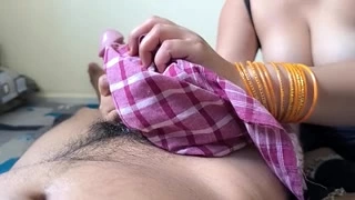 Naked babe has sex