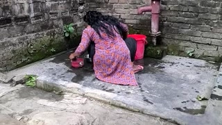 Naked aunty at the bathroom