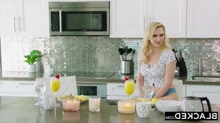 Blonde has interracial sex in POV